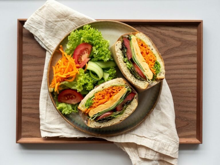 Colorful vegan sandwich with vegetables