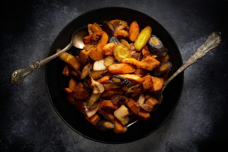 Roasted seasonal vegetables illustrating a small plant-based Thanksgiving menu